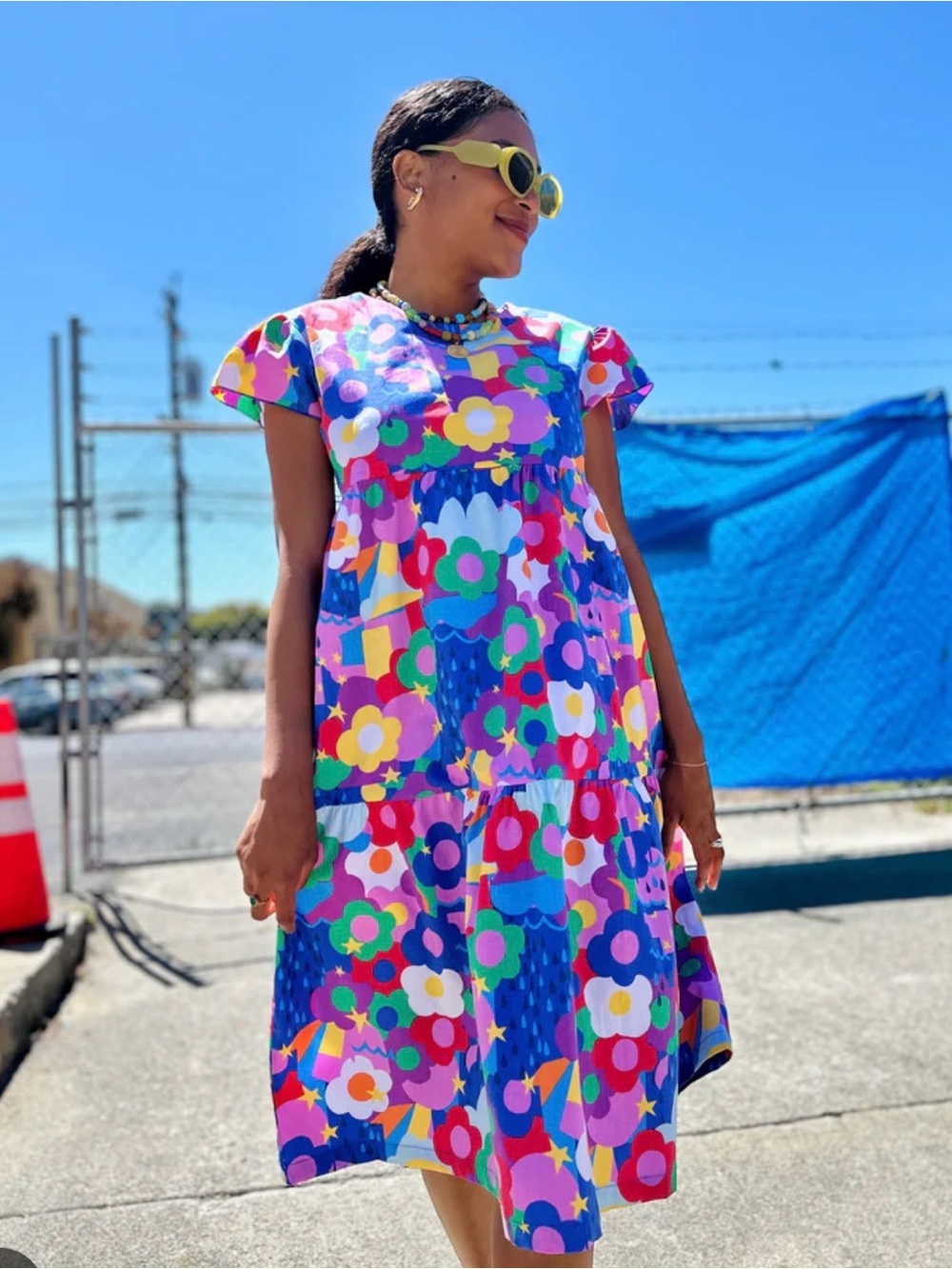 Nooworks Summer Daze Frida Colorful Floral Tiered Midi Dress